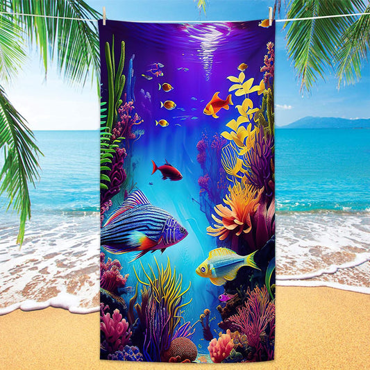 Ocean Life Printing Beach Towel Quick Dry Sand Free Microfiber Holiday Travel Towel