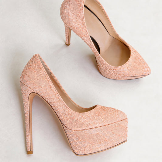 Handmade 5”-6” Lace Platform Stiletto Pumps for Women
