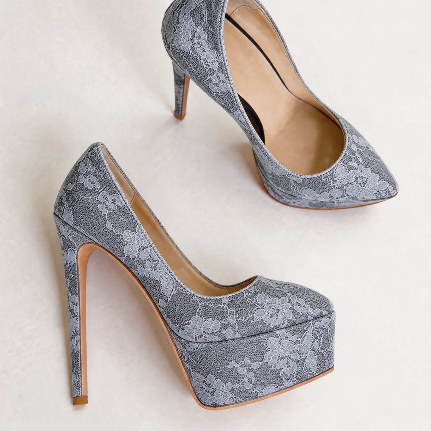 Handmade 5”-6” Lace Platform Stiletto Pumps for Women