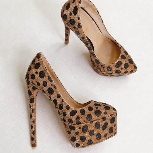 Handmade 5”-6” Leopard Print Platform Stiletto Pumps for Women