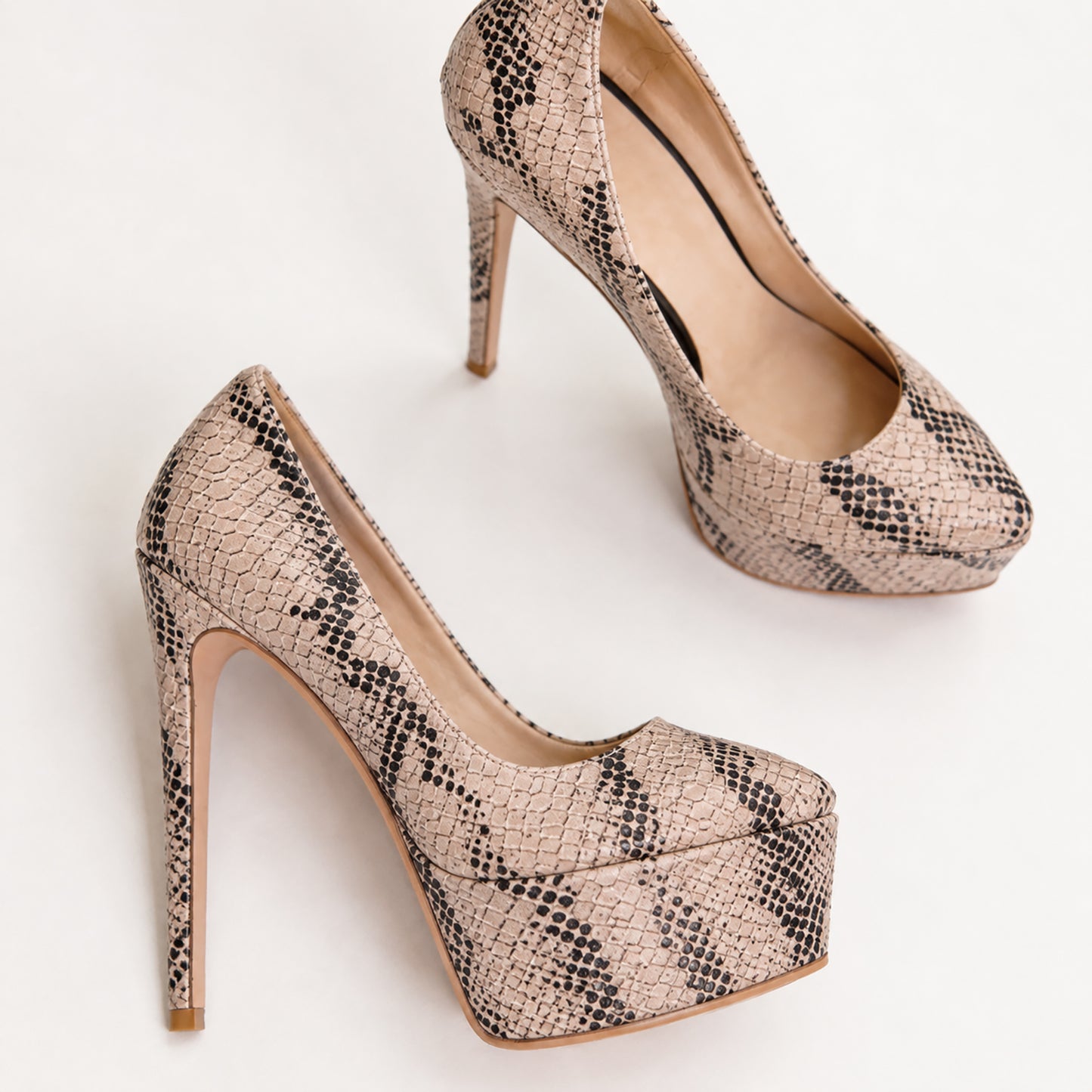 Handmade 5”-6” Snakeskin Print Platform Stiletto Pumps for Women