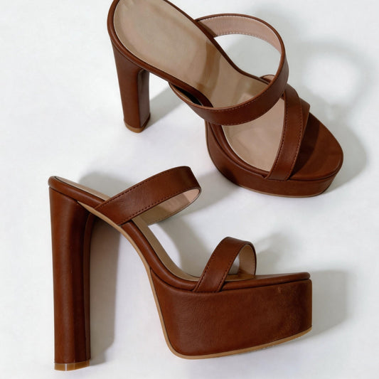 Handmade 5”-6” Chunky Heel Platform Sandals for Women