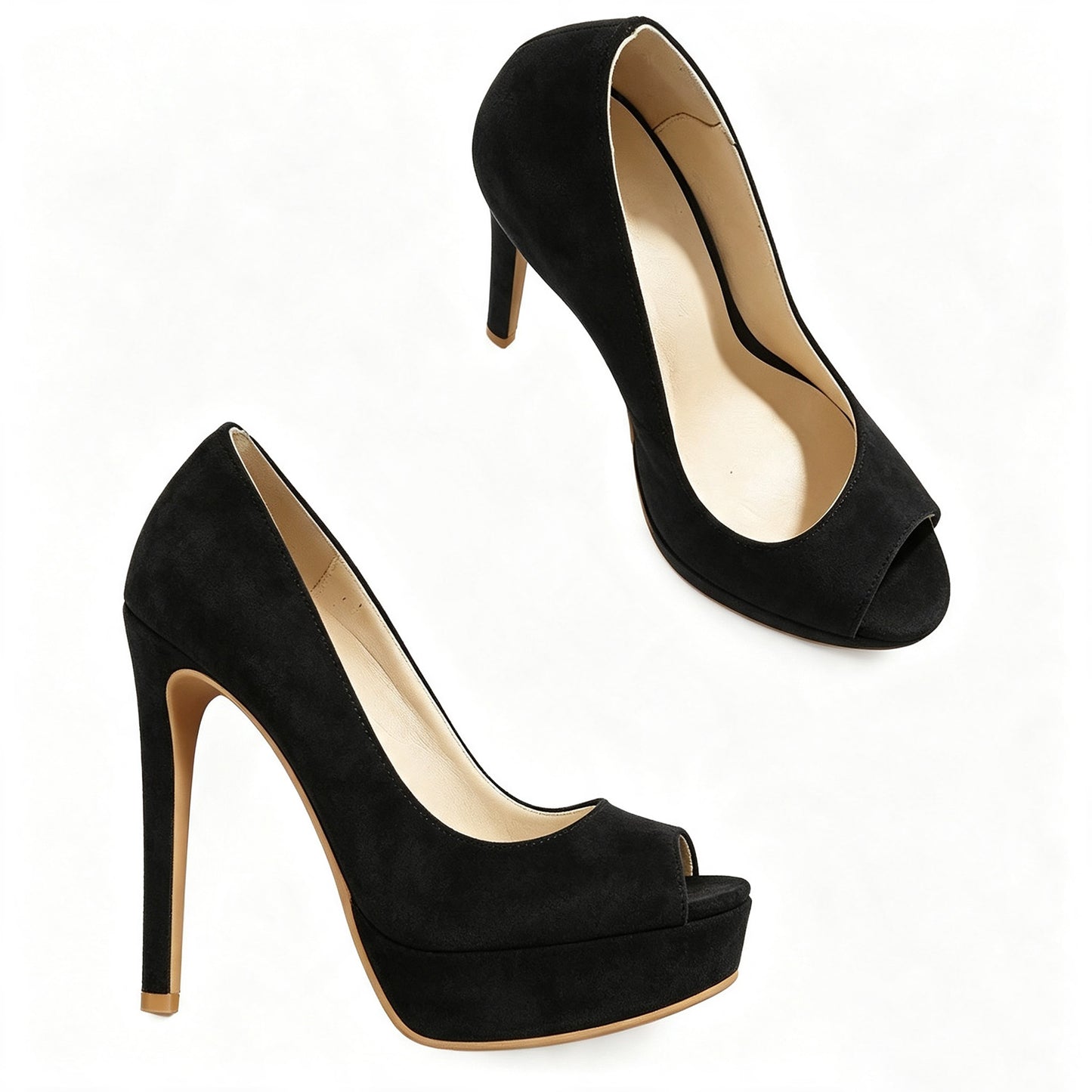 Handmade 5β-6β Peep Toe Platform Stiletto Pumps for Women