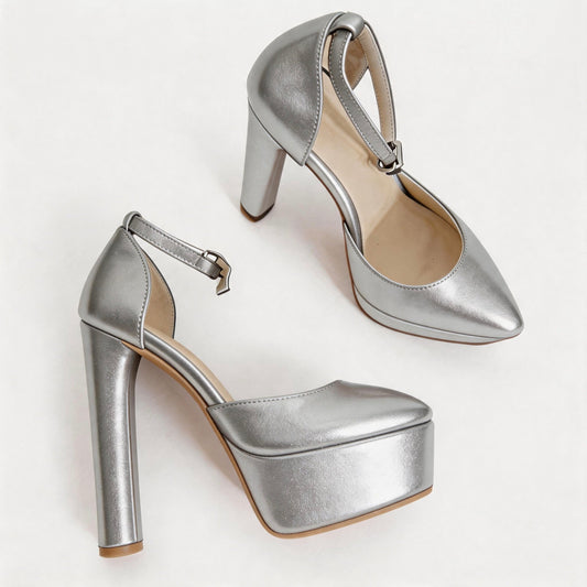 Handmade 5”-6” Ankle Strap Closed-Back Heels for Women
