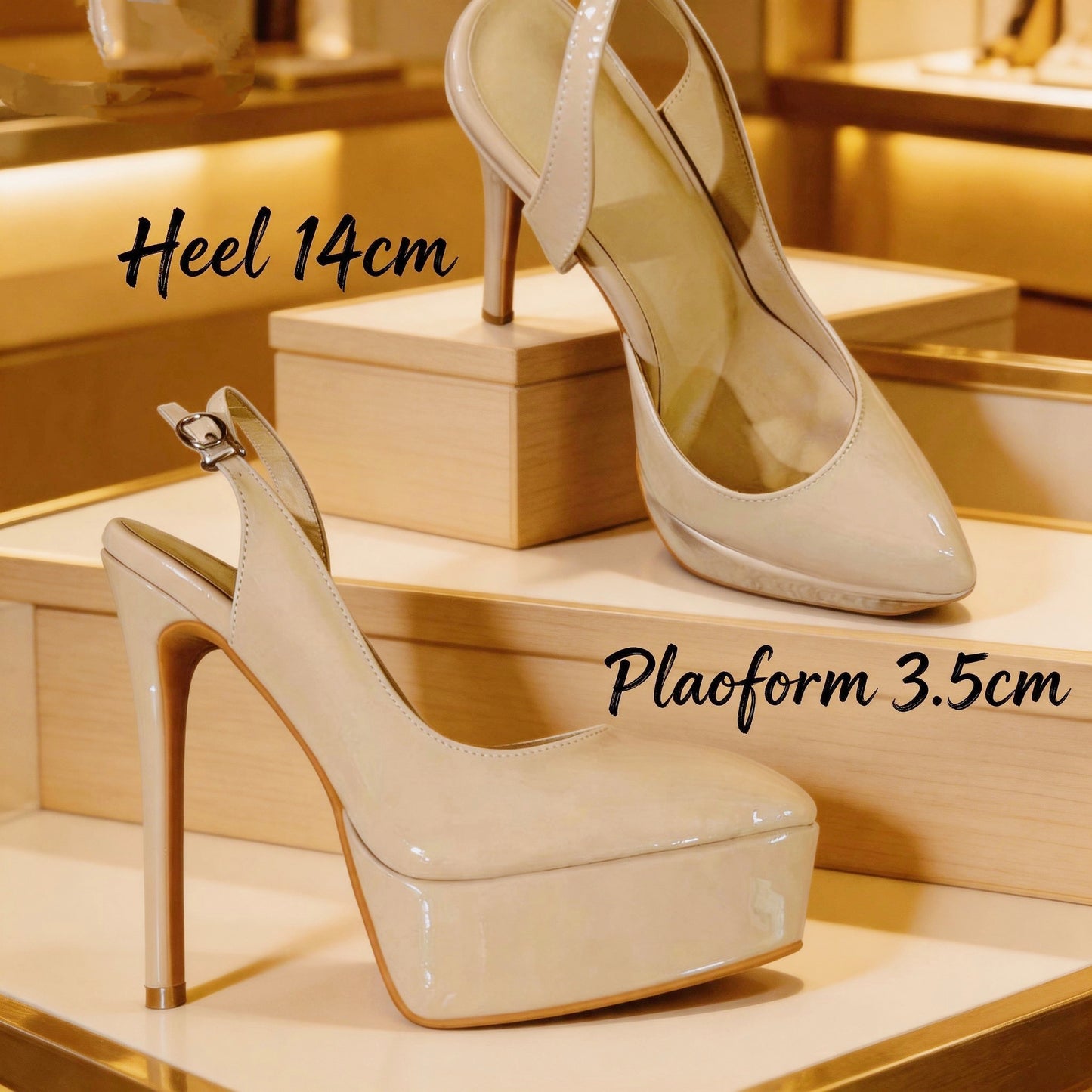 Handmade 5β-6β Ankle Strap Slingback Heels for Women