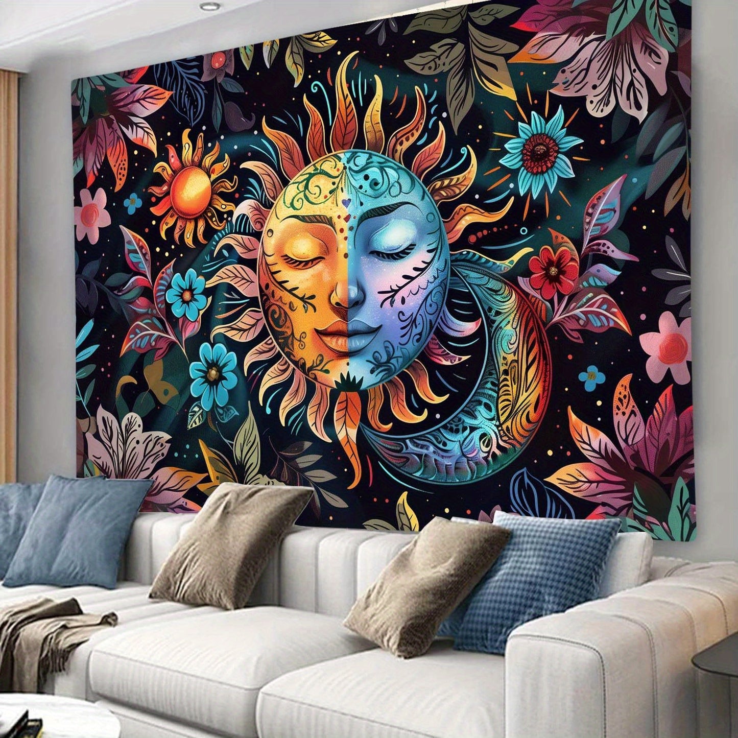 Sun And Moon Wall Tapestry
