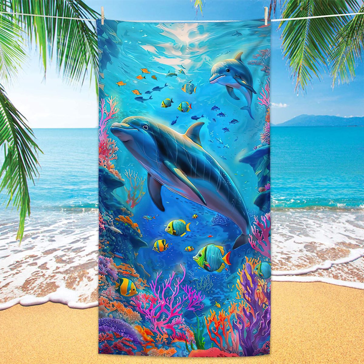 Ocean Life Printing Beach Towel Quick Dry Sand Free Microfiber Holiday Travel Towel