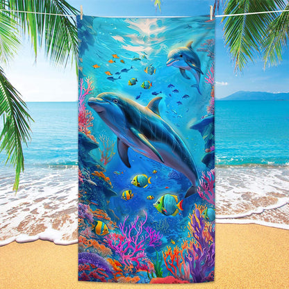 Ocean Life Printing Beach Towel Quick Dry Sand Free Microfiber Holiday Travel Towel