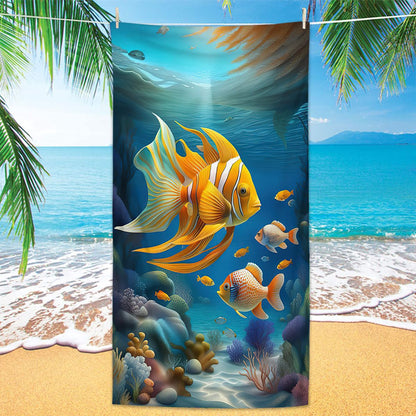 Ocean Life Printing Beach Towel Quick Dry Sand Free Microfiber Holiday Travel Towel