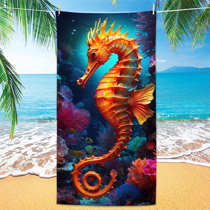 Seahorse Printing Beach Towel Quick Dry Sand Free Microfiber Holiday Travel Towel