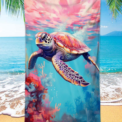 Turtle Printing Beach Towel Quick Dry Sand Free Microfiber Holiday Travel Towel