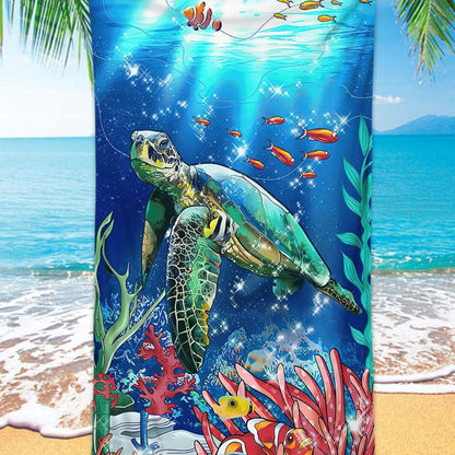 Turtle Printing Beach Towel Quick Dry Sand Free Microfiber Holiday Travel Towel