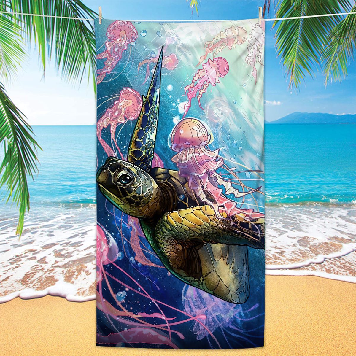 Turtle Printing Beach Towel Quick Dry Sand Free Microfiber Holiday Travel Towel
