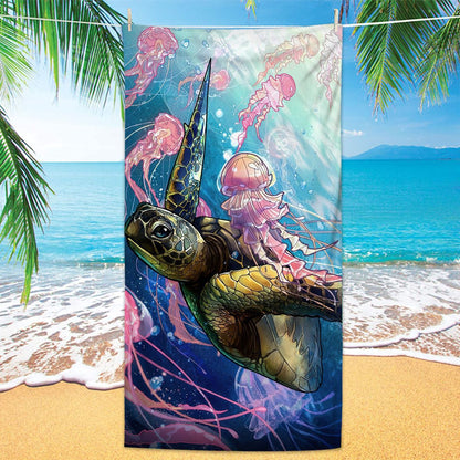Turtle Printing Beach Towel Quick Dry Sand Free Microfiber Holiday Travel Towel
