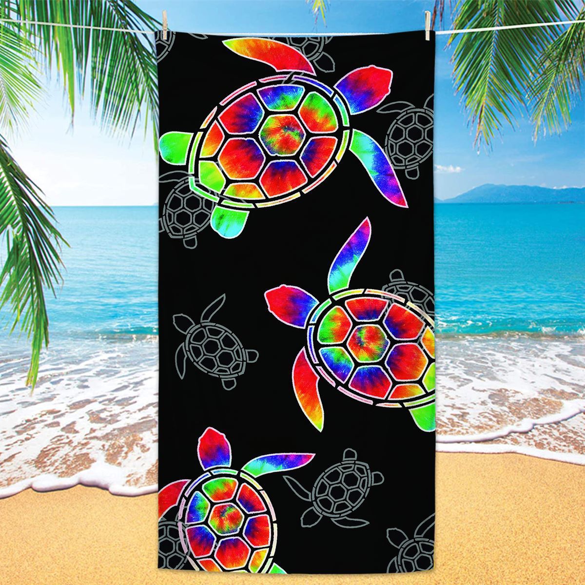 Turtle Printing Beach Towel Quick Dry Sand Free Microfiber Holiday Travel Towel