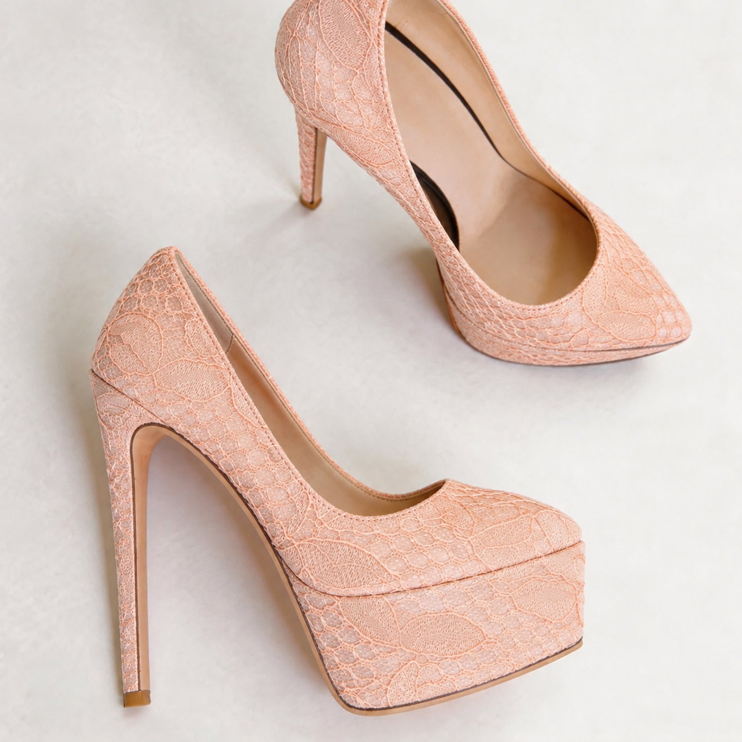 Handmade 5”-6” Lace Platform Stiletto Pumps for Women