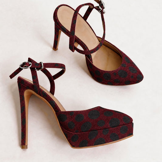 Handmade 5”-6” Leopard Print Crisscross Strap Slingback Heels for Women