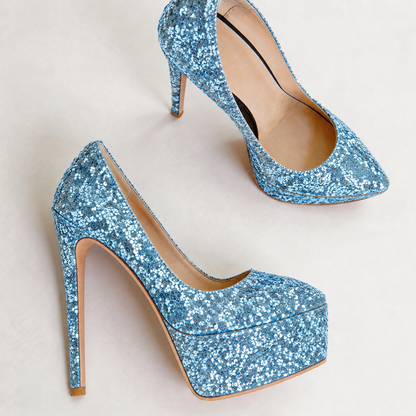 Handmade 5”-6” Sequin Platform Stiletto Heels for Women