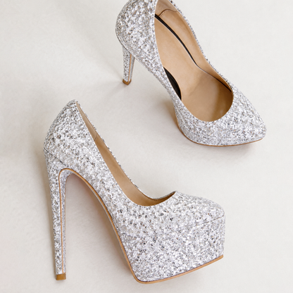 Handmade 5”-6” Sequin Platform Stiletto Heels for Women