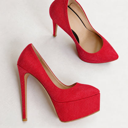 Handmade 5”-6” Satin Platform Stiletto Pumps for Women