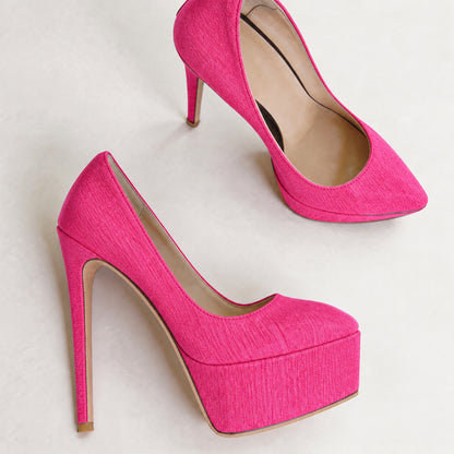 Handmade 5”-6” Satin Platform Stiletto Pumps for Women