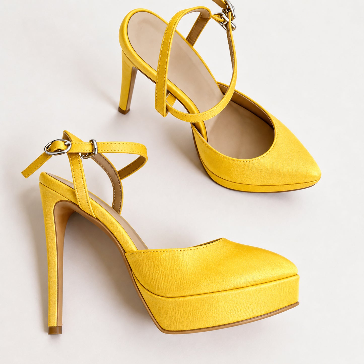 Handmade 5”-6” Satin Crisscross Strap Slingback Heels for Women