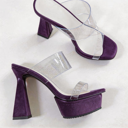 Handmade 5”-6” Luxury Clear Strap Mule Heels