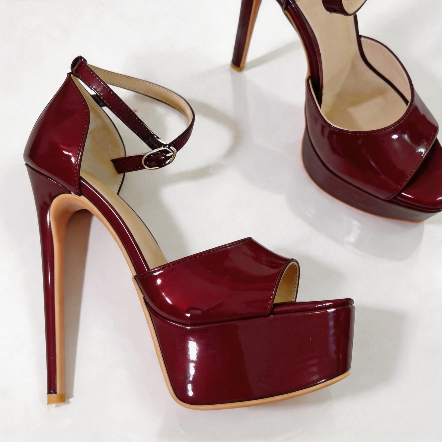 Handmade 5”-6” Peep Toe Platform Stiletto Heels for Women