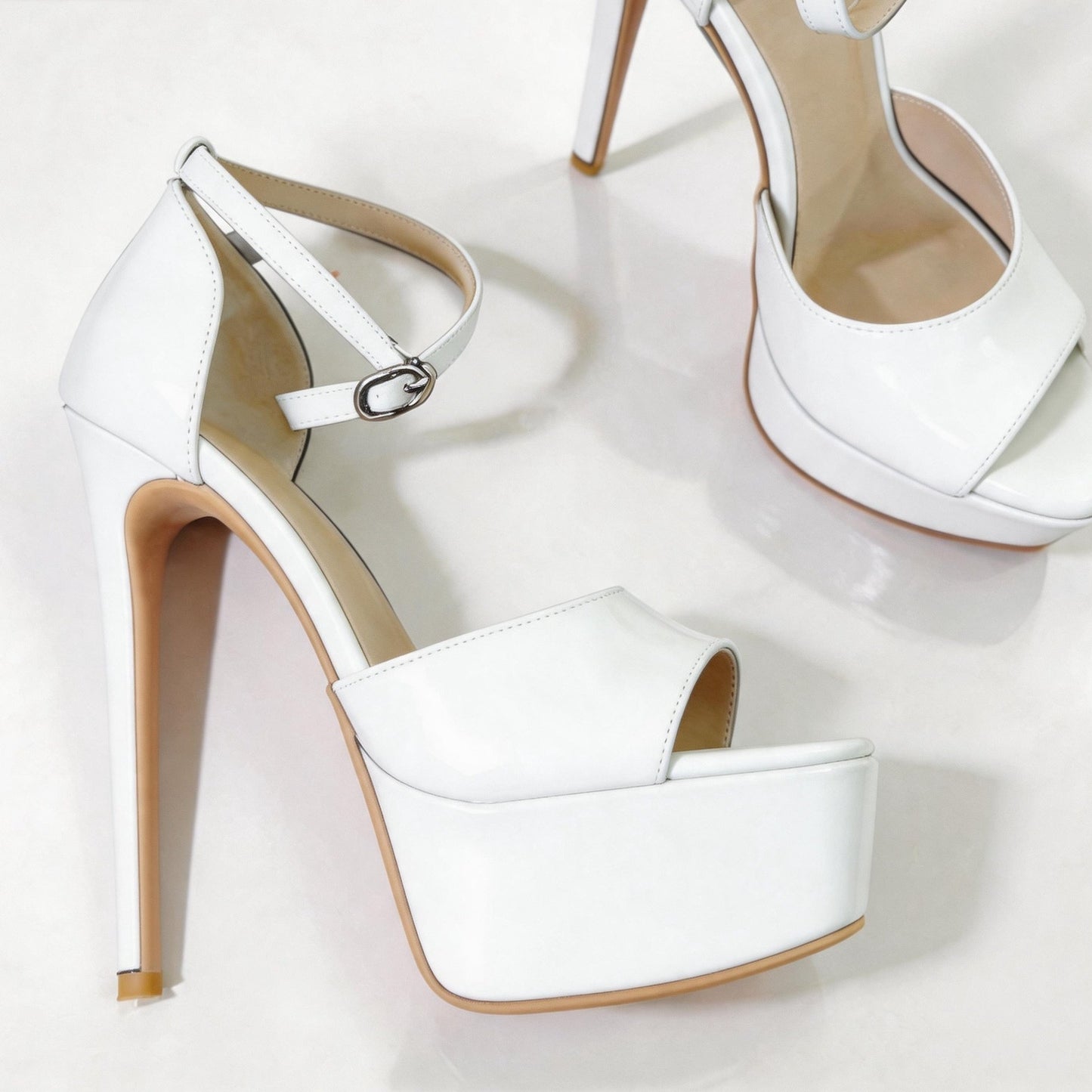 Handmade 5”-6” Peep Toe Platform Stiletto Heels for Women