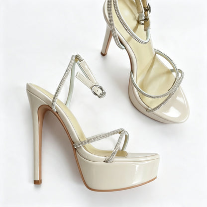 Handmade 5”-6” Rhinestone Strappy Platform Stiletto Heels for Women