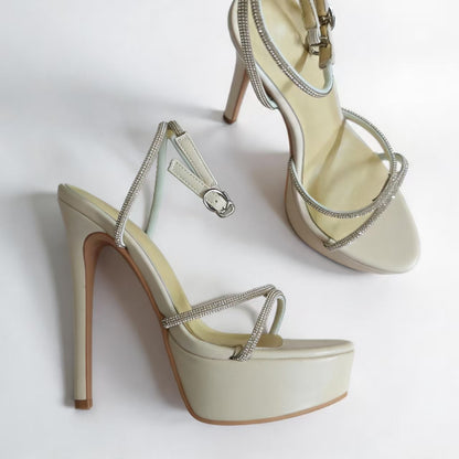 Handmade 5”-6” Rhinestone Strappy Platform Stiletto Heels for Women
