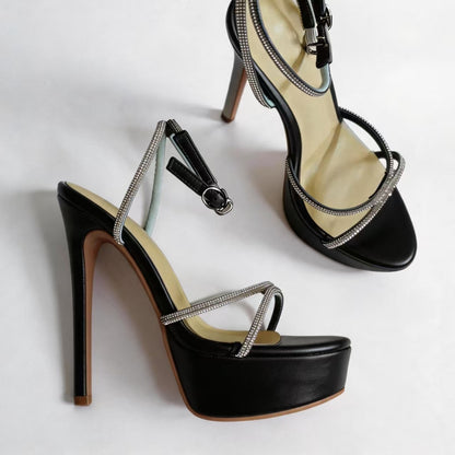 Handmade 5”-6” Rhinestone Strappy Platform Stiletto Heels for Women