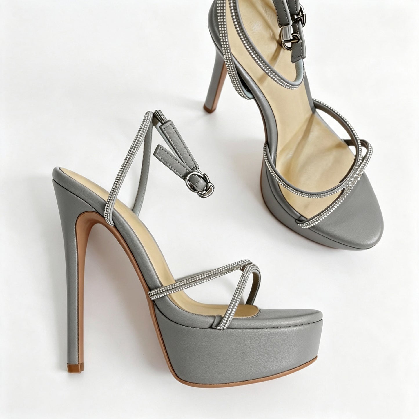 Handmade 5”-6” Rhinestone Strappy Platform Stiletto Heels for Women