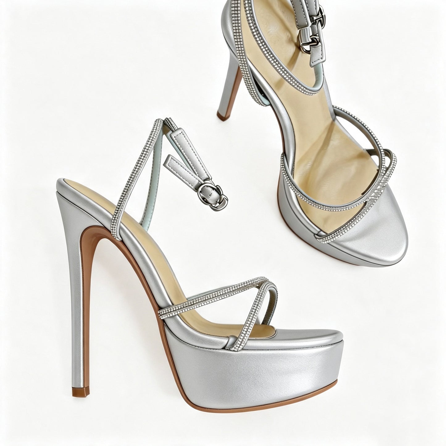 Handmade 5”-6” Rhinestone Strappy Platform Stiletto Heels for Women