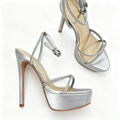 Handmade 5”-6” Rhinestone Strappy Platform Stiletto Heels for Women