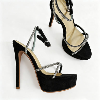Handmade 5”-6” Rhinestone Strappy Platform Stiletto Heels for Women