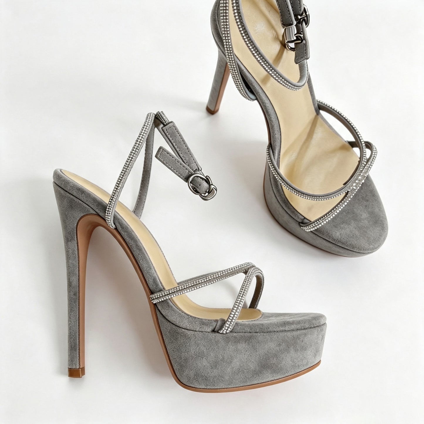 Handmade 5”-6” Rhinestone Strappy Platform Stiletto Heels for Women