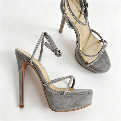 Handmade 5”-6” Rhinestone Strappy Platform Stiletto Heels for Women