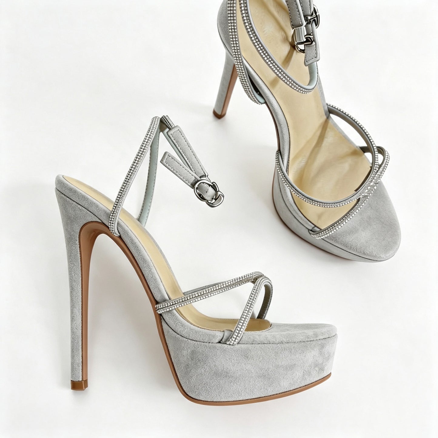 Handmade 5”-6” Rhinestone Strappy Platform Stiletto Heels for Women
