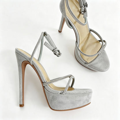 Handmade 5”-6” Rhinestone Strappy Platform Stiletto Heels for Women