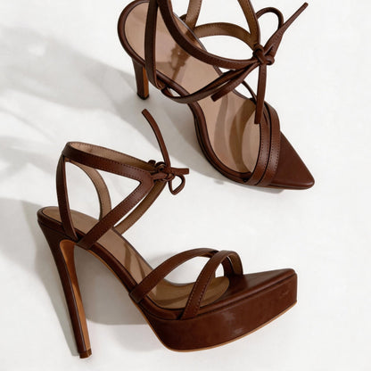 Handmade 5”-6” Lace-Up Platform Stiletto Sandals for Women