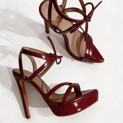Handmade 5”-6” Lace-Up Platform Stiletto Sandals for Women