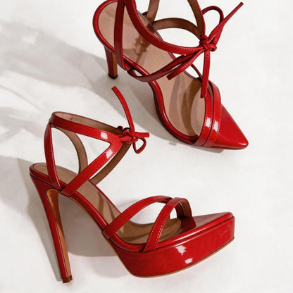 Handmade 5”-6” Lace-Up Platform Stiletto Sandals for Women