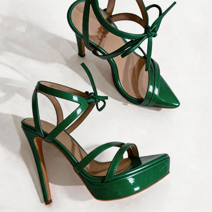Handmade 5”-6” Lace-Up Platform Stiletto Sandals for Women