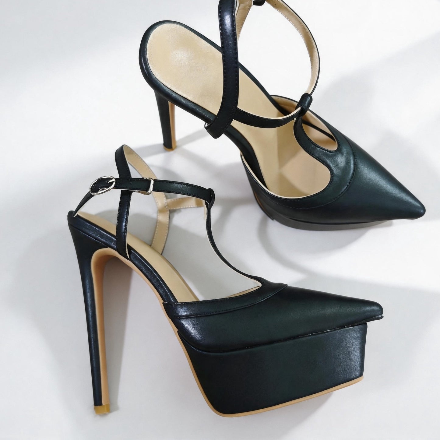Handmade 5”-6” T-Strap Platform Stiletto Pumps