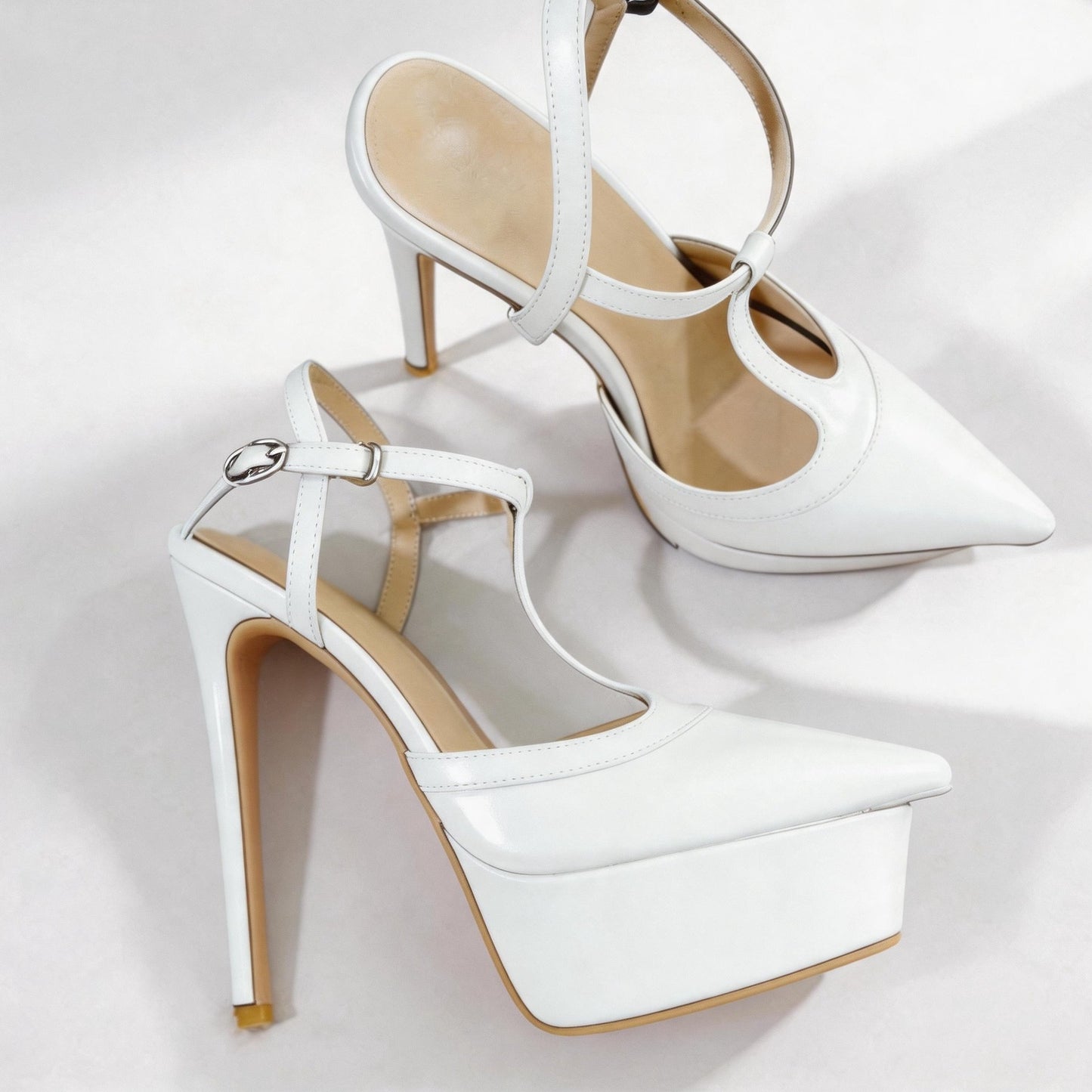 Handmade 5”-6” T-Strap Platform Stiletto Pumps
