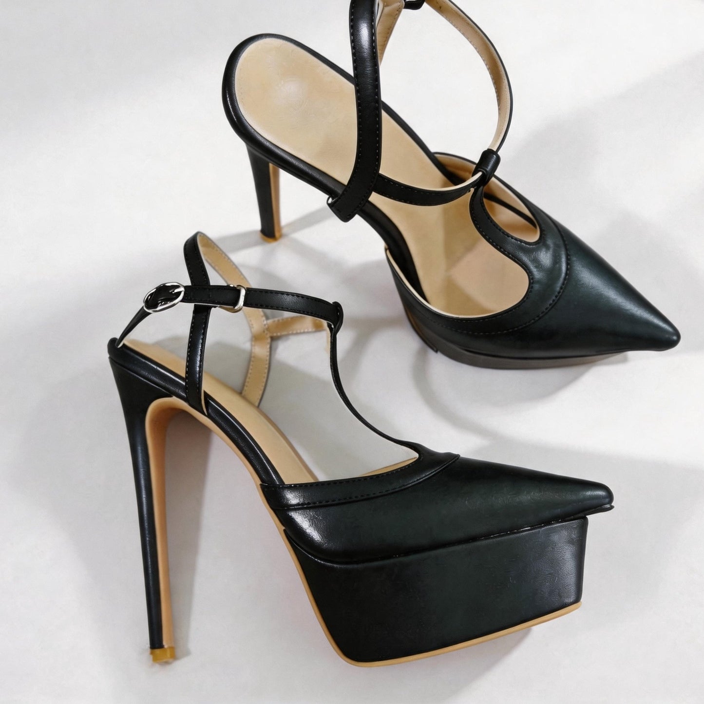 Handmade 5”-6” T-Strap Platform Stiletto Pumps