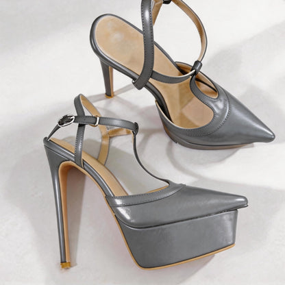 Handmade 5”-6” T-Strap Platform Stiletto Pumps