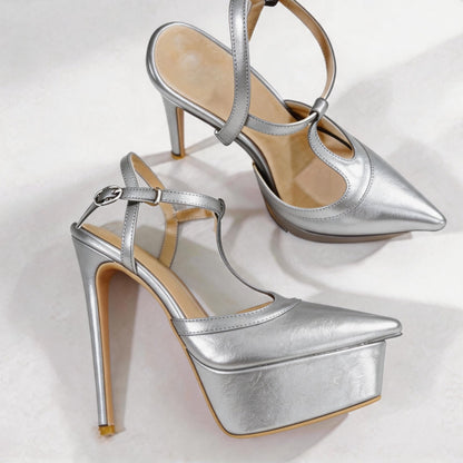 Handmade 5”-6” T-Strap Platform Stiletto Pumps