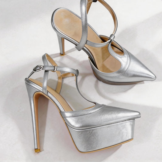 Handmade 5”-6” T-Strap Platform Stiletto Pumps